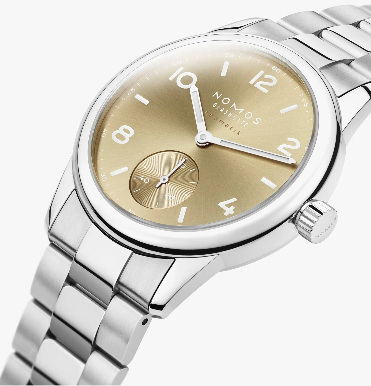 Nomos Glashutte Club Sport Neomatik 34 Gold Sapphire Glass Watch - Image 3