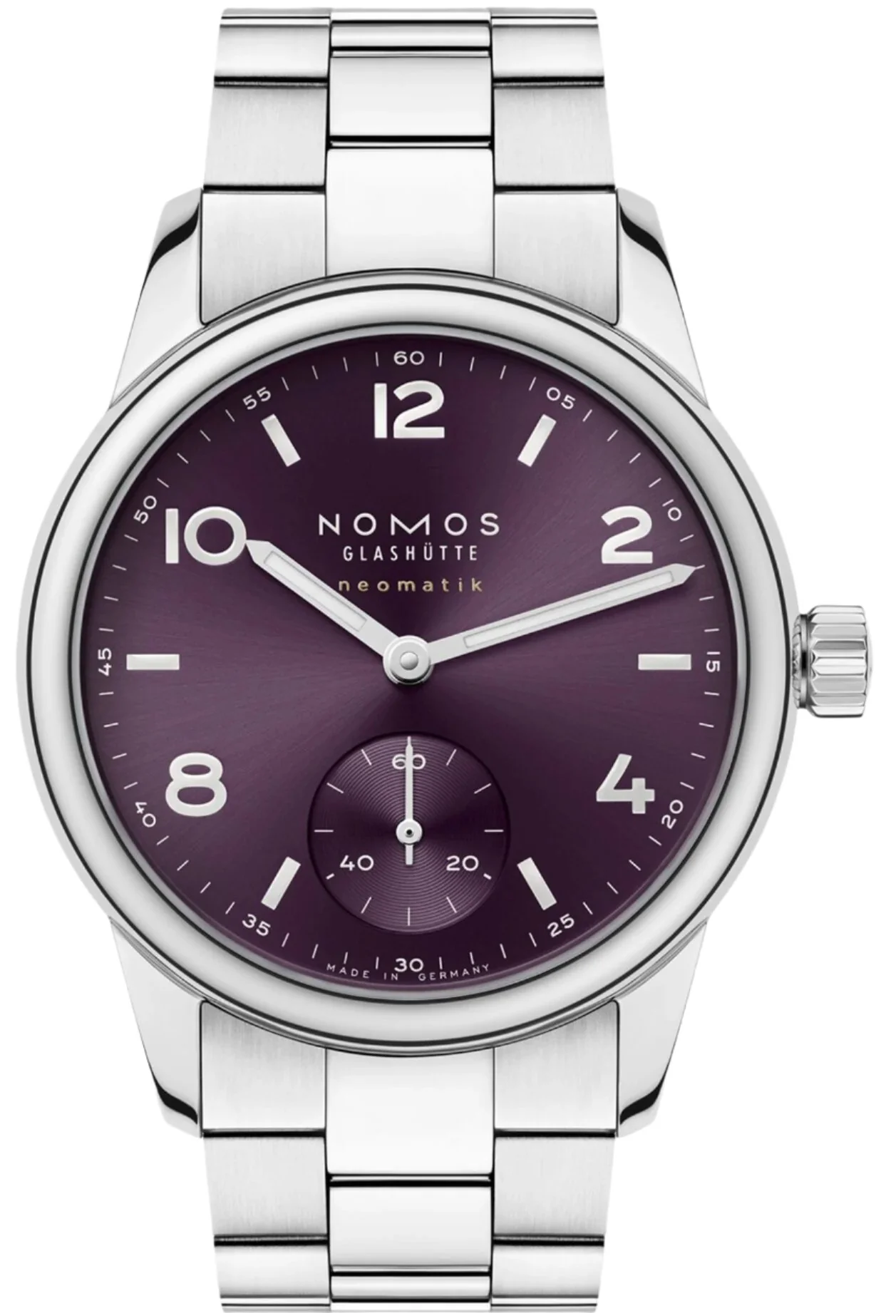 Nomos Glashutte Club Sport Neomatik 34 Purple Steel Back Watch