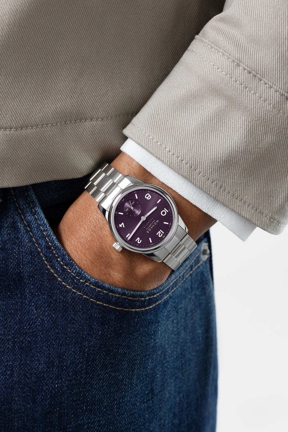Nomos Glashutte Club Sport Neomatik 34 Purple Steel Back Watch - Image 5