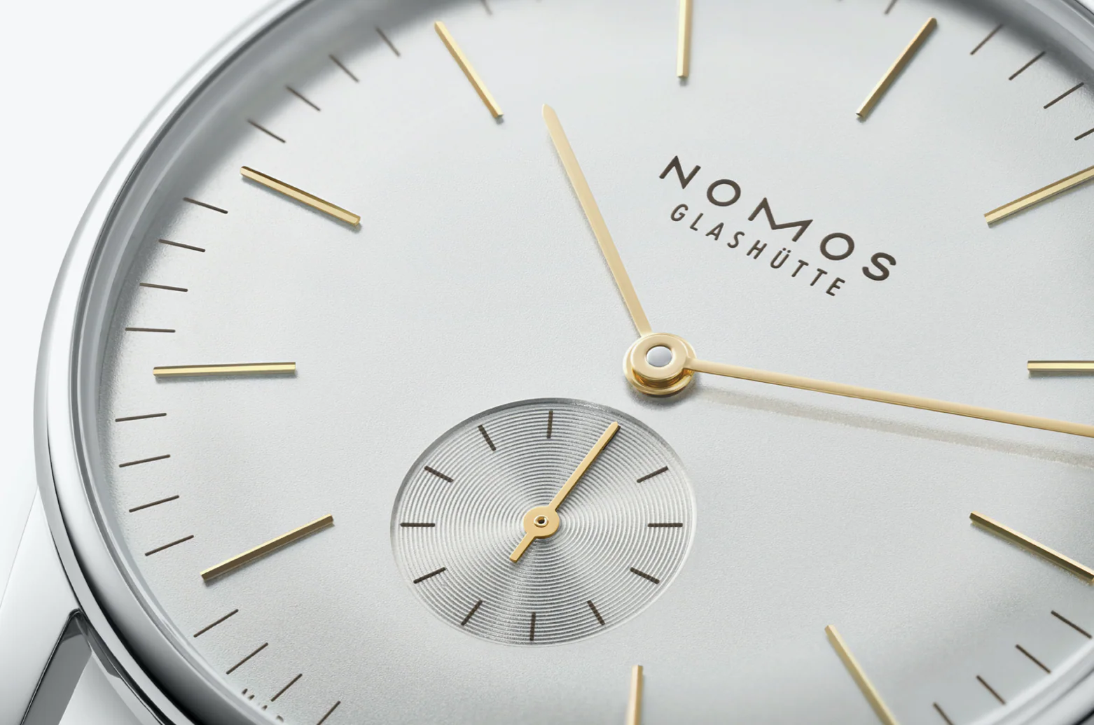 Nomos Glashutte Orion 38 Silver Sapphire Glass Watch - Image 4