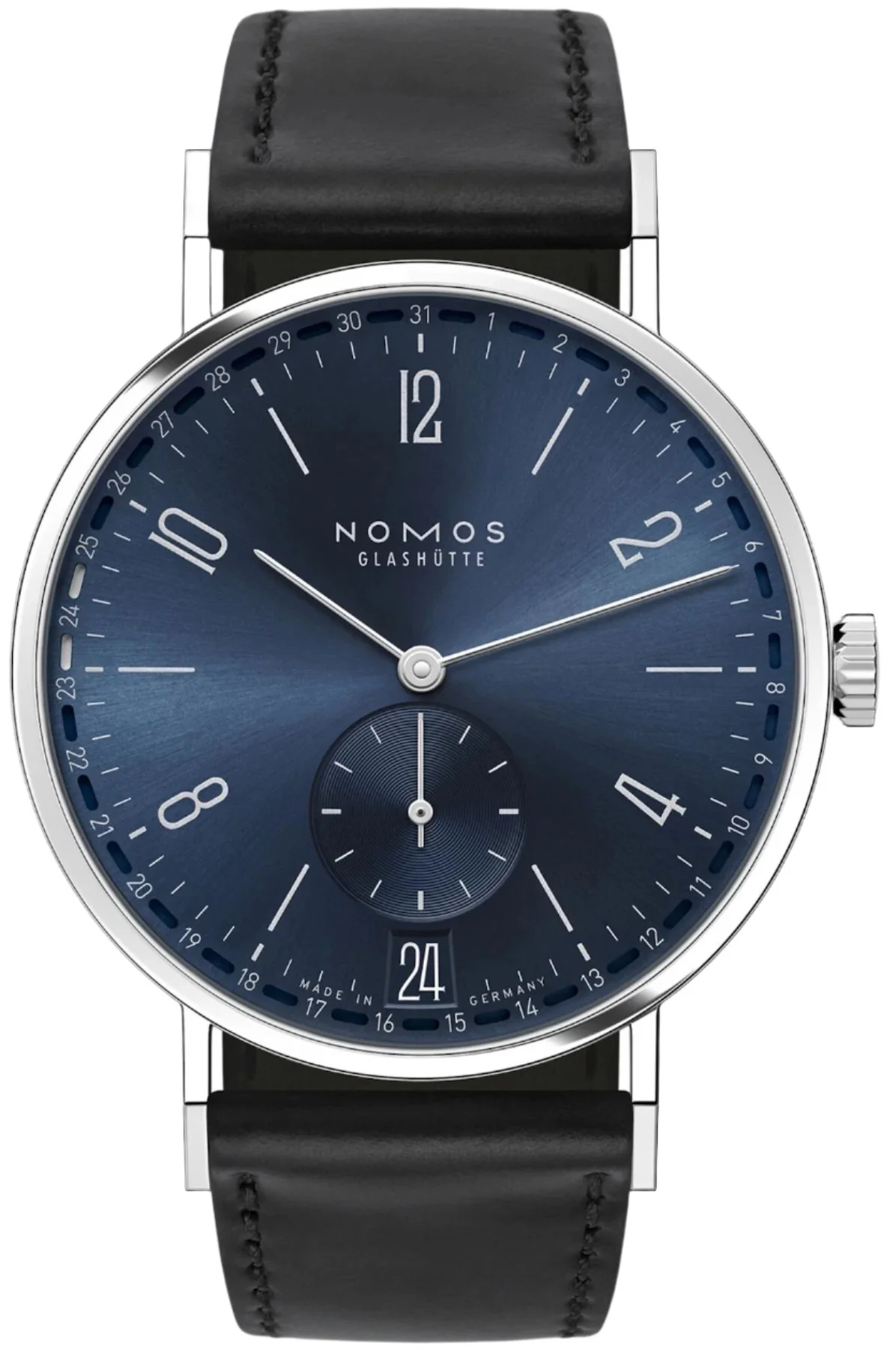Nomos Glashutte Tangente 2Date Blue Sapphire Crystal