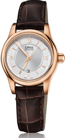 Oris Watch Classic Lady Date Rose Gold PVD Leather