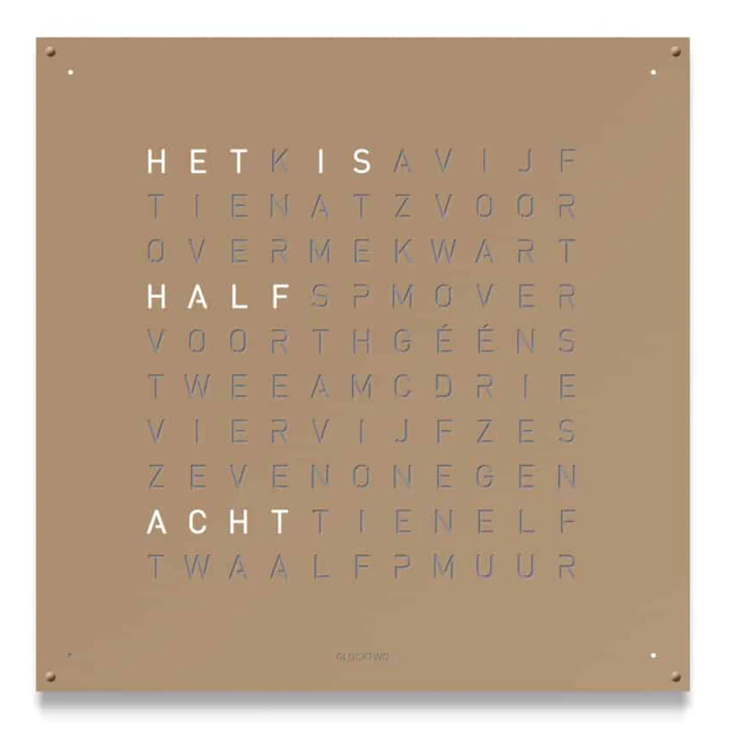 QLOCKTWO Earth 90 Hazelnut Wall Clock Watch