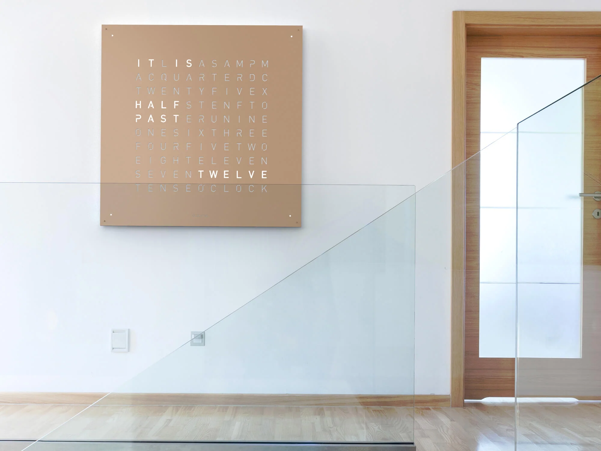QLOCKTWO Earth 90 Hazelnut Wall Clock Watch - Image 3