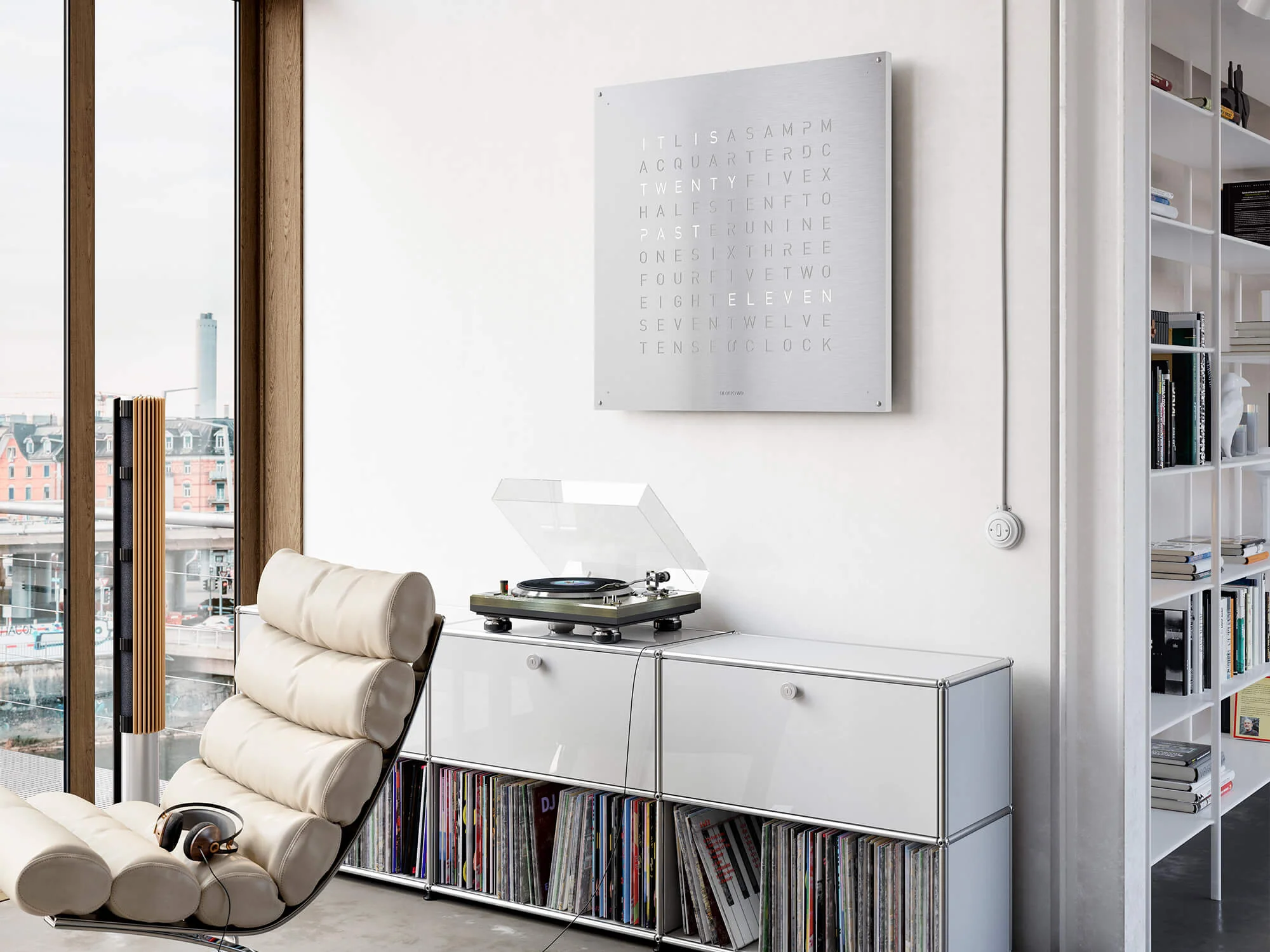 QLOCKTWO Earth 90 Stainless Steel Wall Clock Watch - Image 2