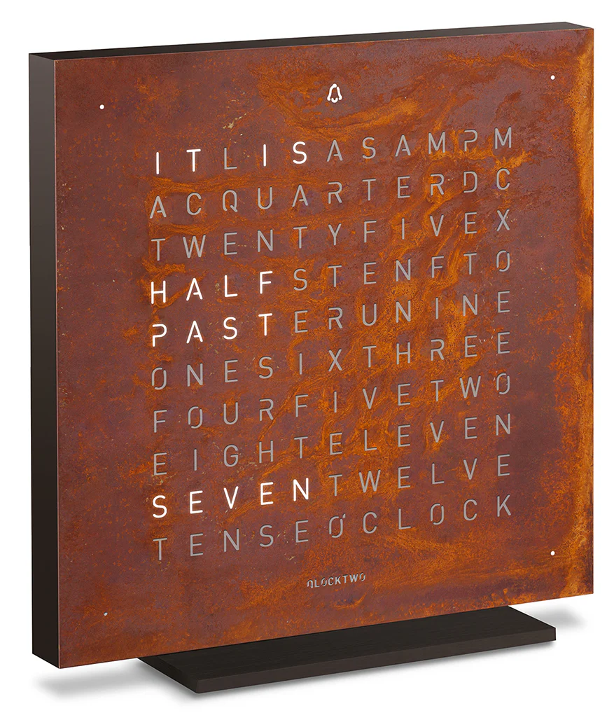 QLOCKTWO Earth 13.5 Creators Edition Rust Table Clock Watch - Image 2