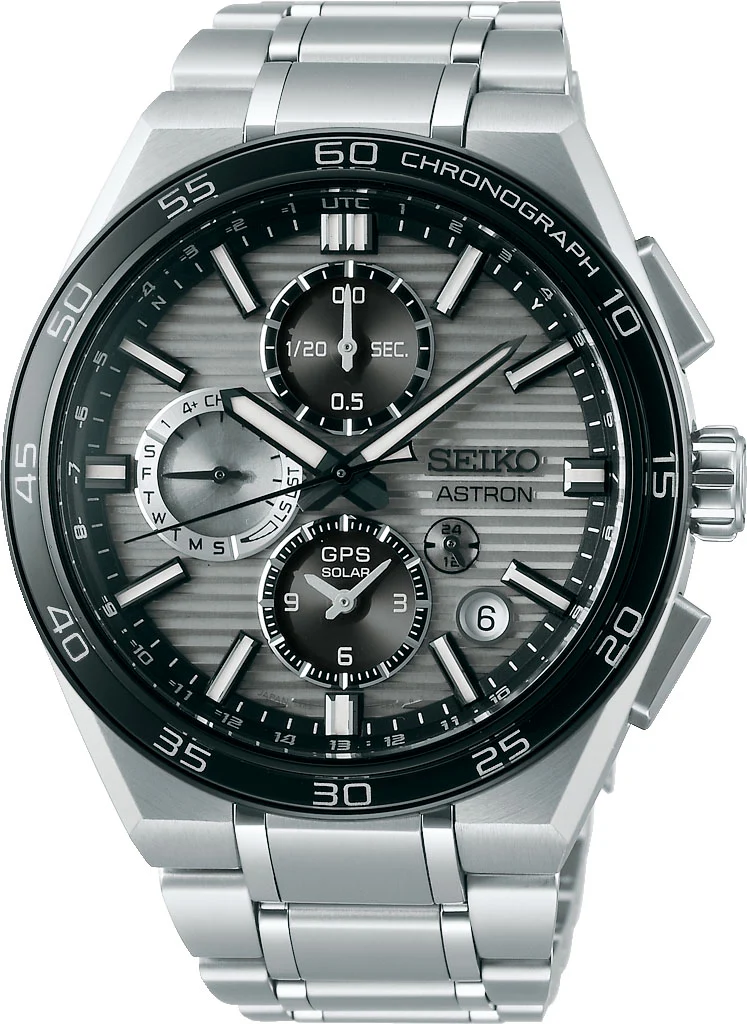 Seiko Astron GPS Solar Dual Time Chronograph in Silvery Grey Watch
