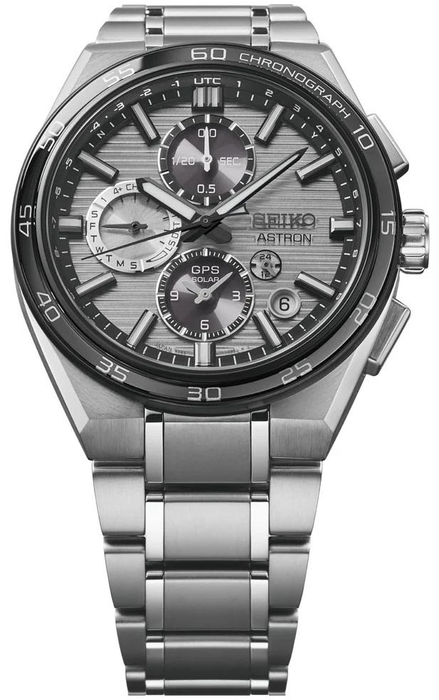 Seiko Astron GPS Solar Dual Time Chronograph in Silvery Grey Watch - Image 3