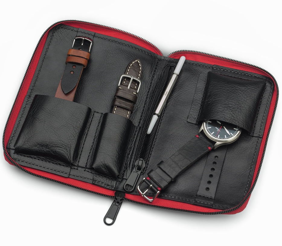 Sinn Travel Case For Two Watches With Leather Strap