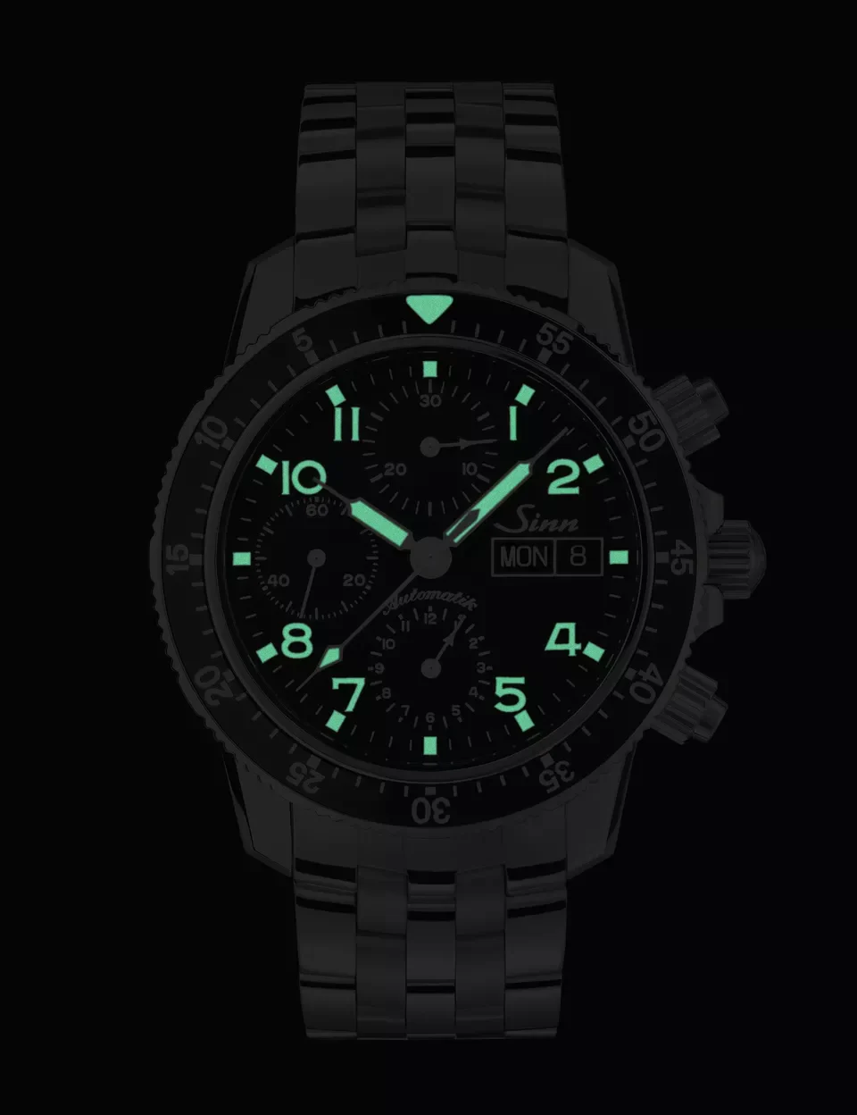 Sinn 103 St Sa Flieger Chronograph Fine Link Bracelet Watch - Image 2