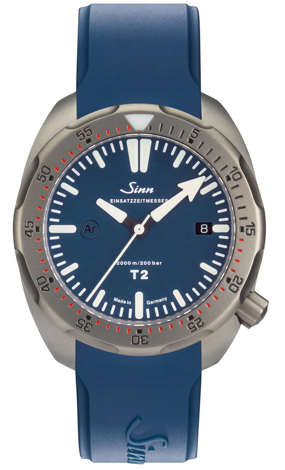 Sinn Watch T2 B EZM 15 Rubber Strap Blue
