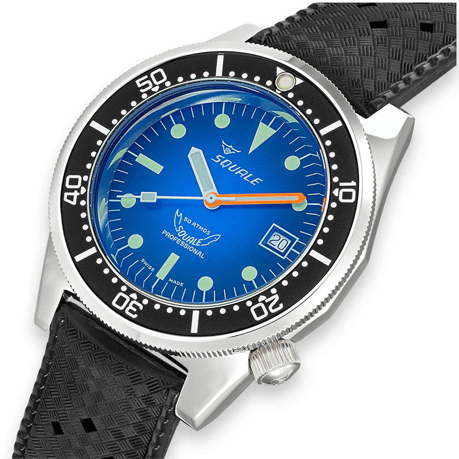 Squale 1521 Blue Ray Rubber Watch - Image 4
