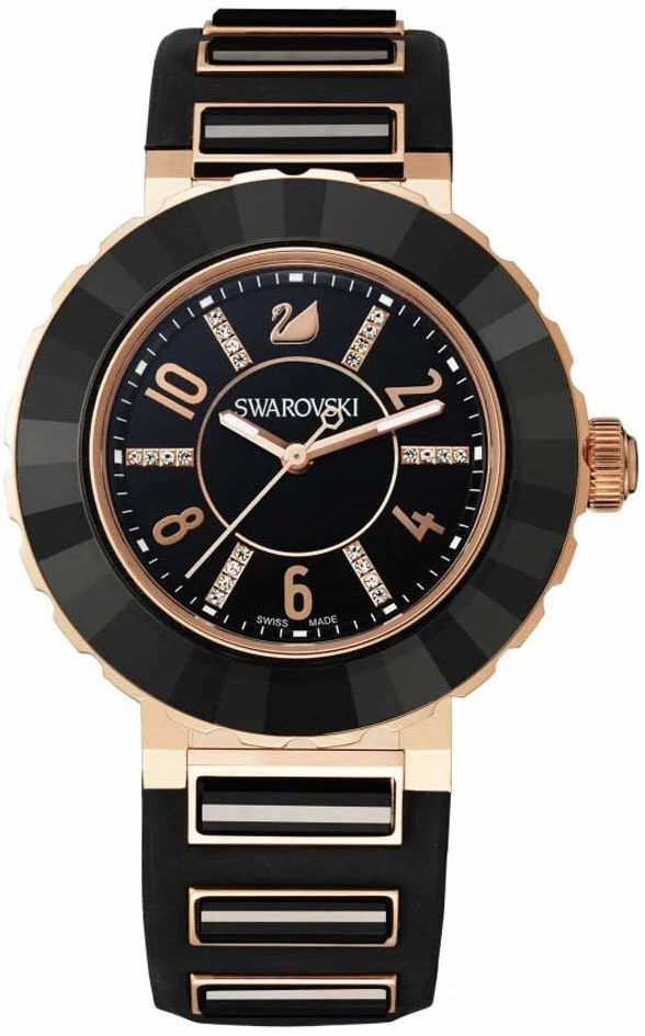Swarovski Watch New Octea Sport Black Rose Gold Tone