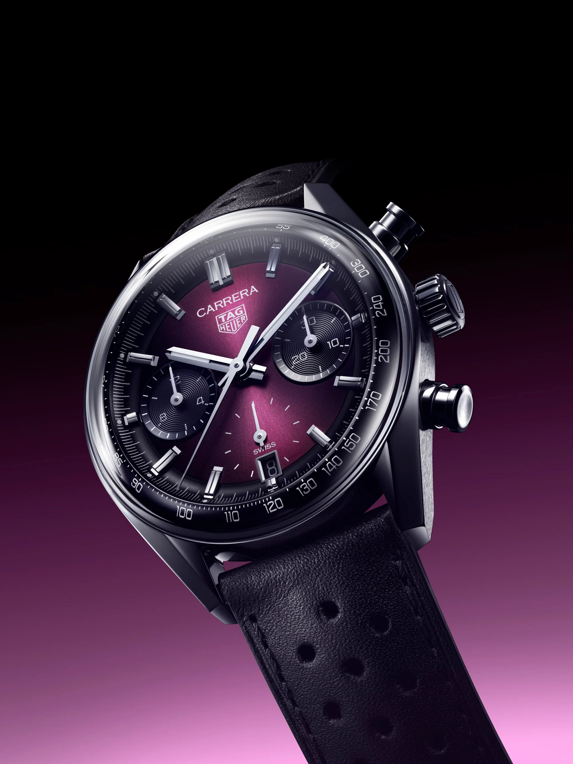 TAG Heuer Carrera Chronograph Sunray Brushed Purple Watch - Image 7