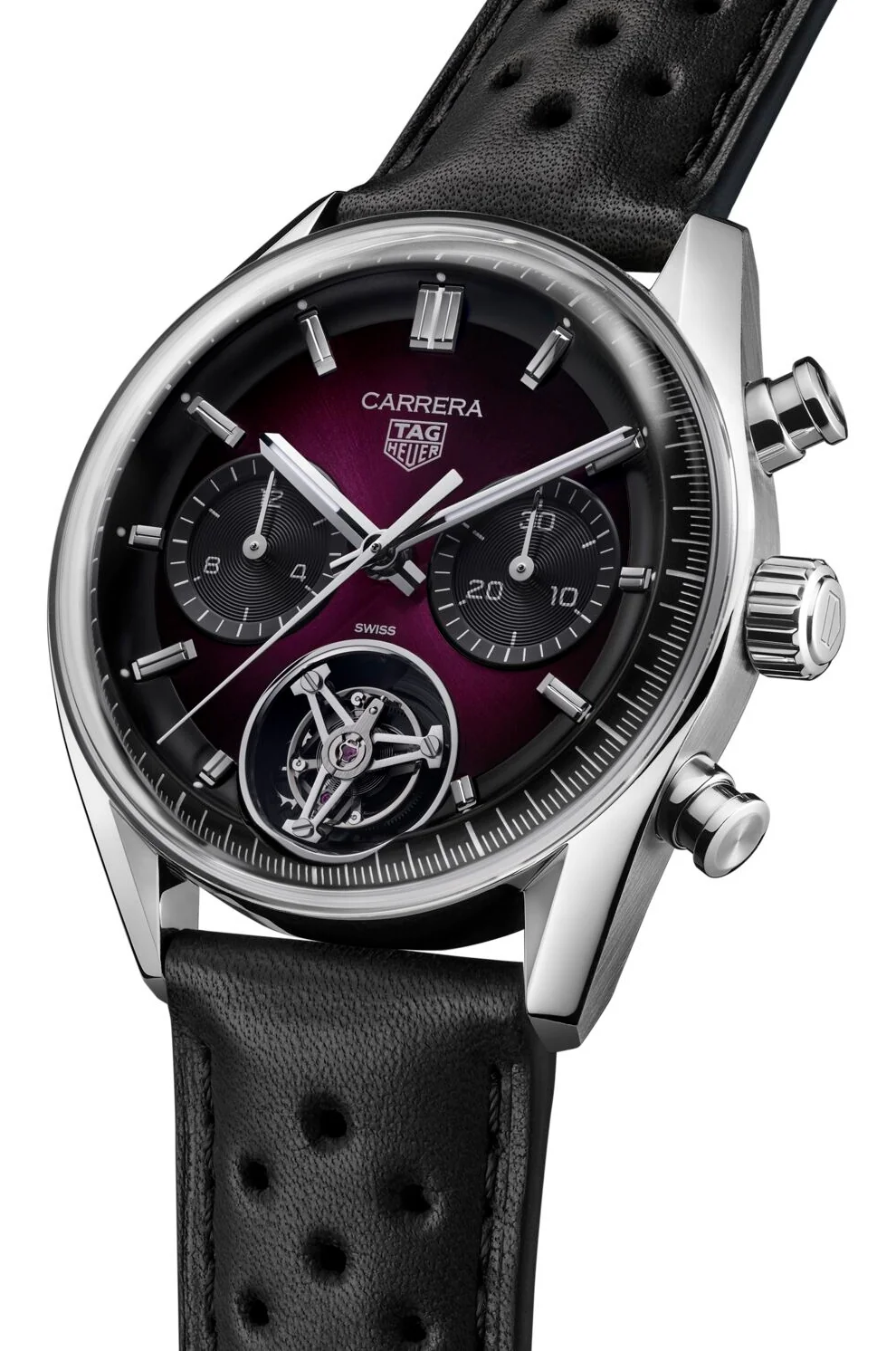TAG Heuer Carrera Chronograph Tourbillon Sunray Brushed Purple Watch - Image 4