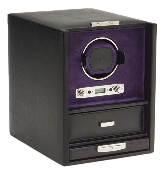 WOLF Watch Winder Blake Single And Storage Black Pebble