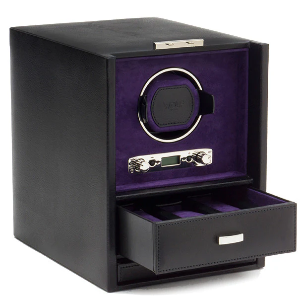 WOLF Watch Winder Blake Single And Storage Black Pebble - Image 2