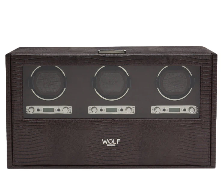 Wolf Watch Winder Blake Triple Storage And Travel Case Brown Lizard - Image 3