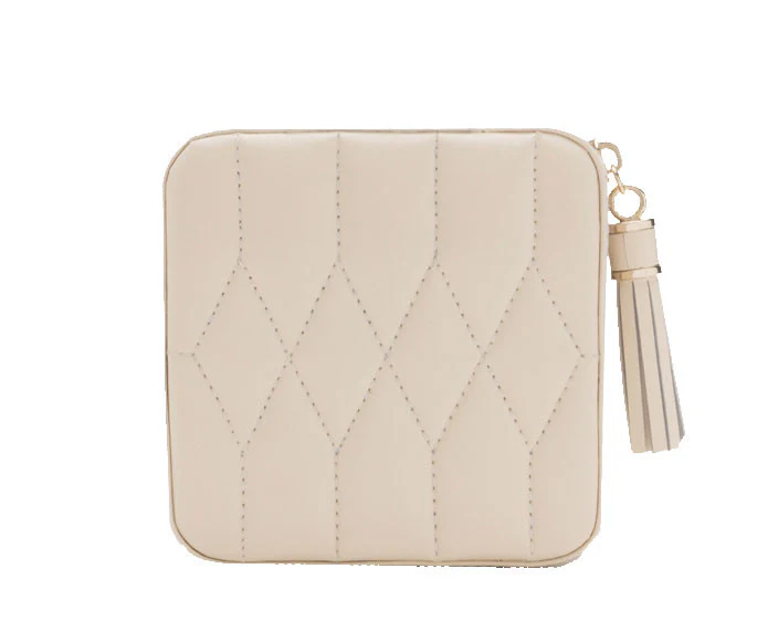 WOLF Jewellery Case Caroline Zip Travel Cream - Image 2