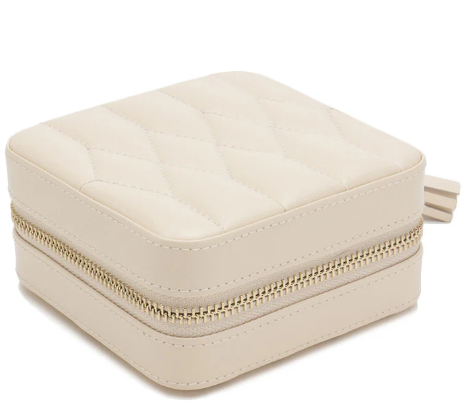 WOLF Jewellery Case Caroline Zip Travel Cream - Image 3
