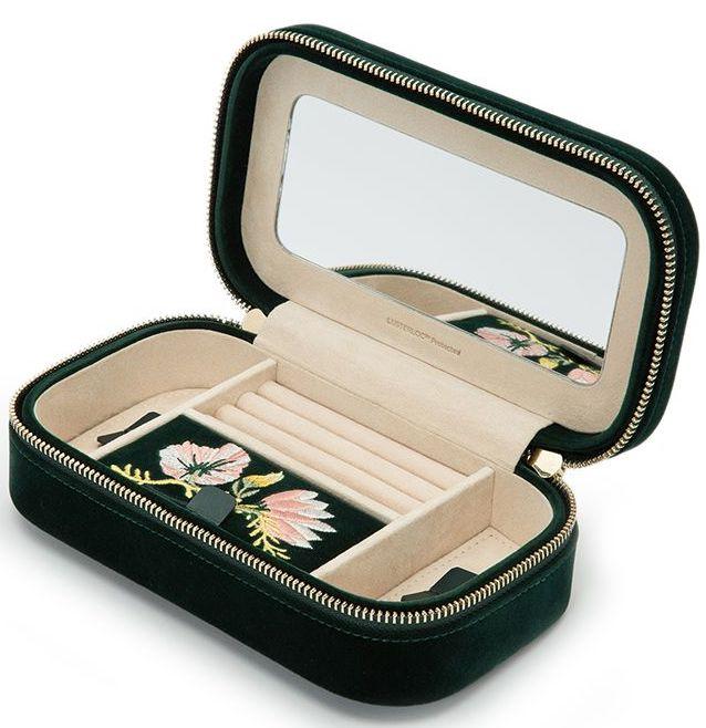 WOLF Jewellery Travel Case Zoe Zip Forest Green
