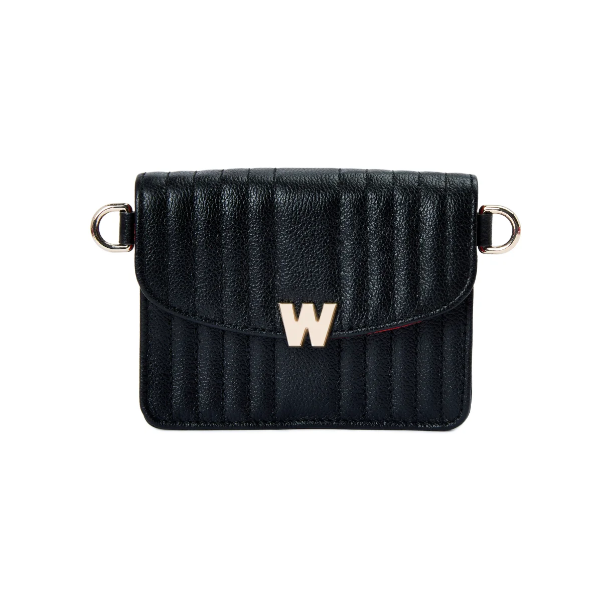 Wolf Mimi Collection Leather Black Mini Bag with Wristlet and Lanyard - Image 3