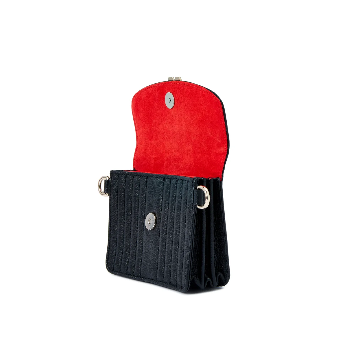 Wolf Mimi Collection Leather Black Mini Bag with Wristlet and Lanyard - Image 5