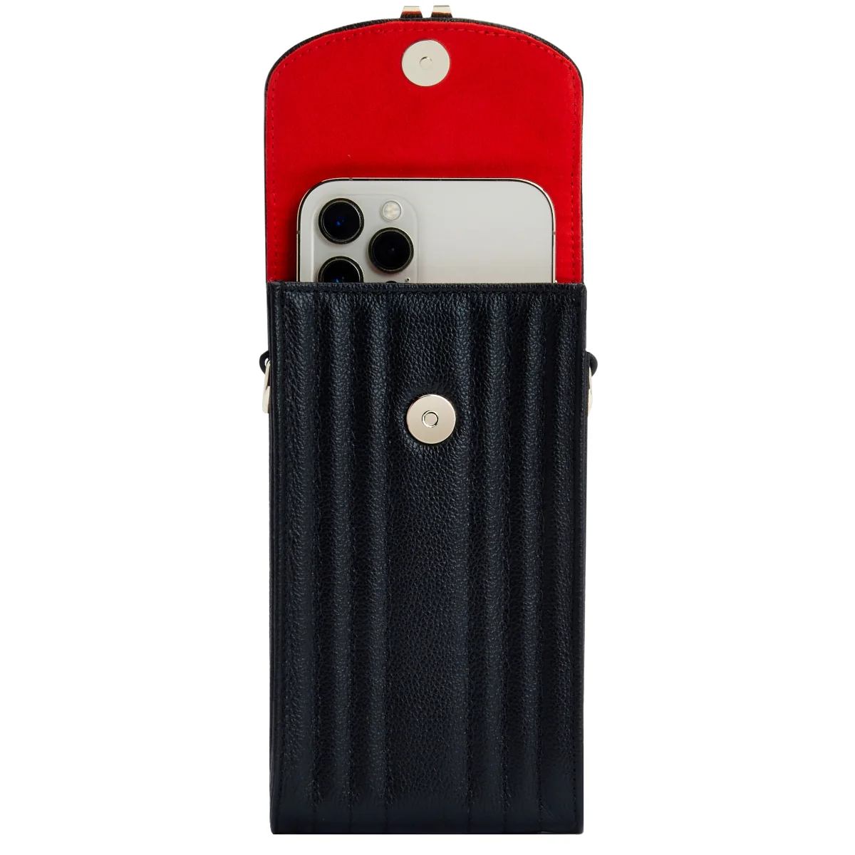 Wolf Mimi Collection Leather Black Phone Case with Wristlet and Lanyard - Image 3
