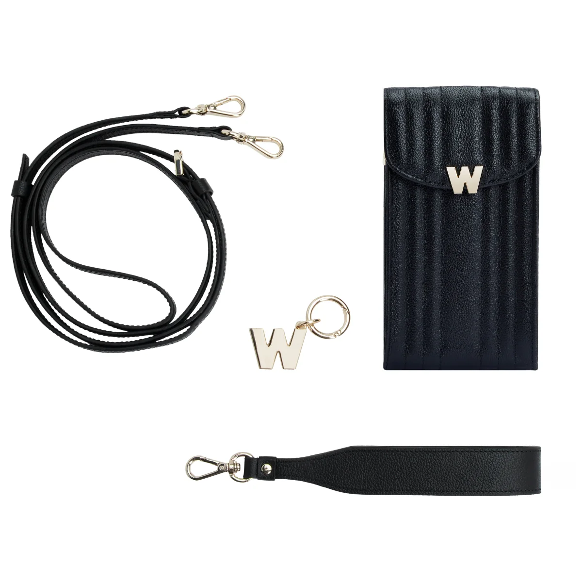 Wolf Mimi Collection Leather Black Phone Case with Wristlet and Lanyard - Image 5