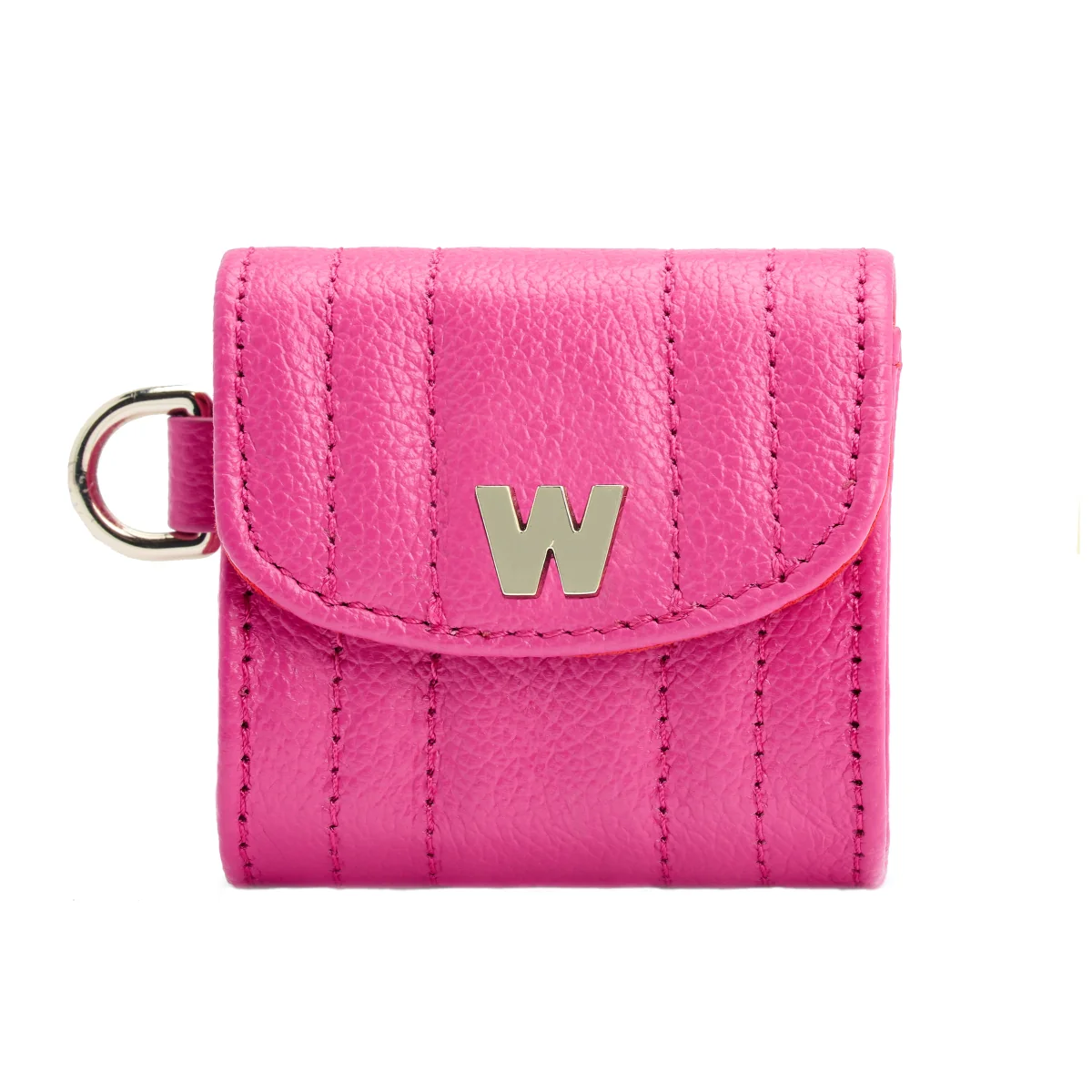 Wolf Mimi Collection Leather Pink Earpods Case with Wristlet - Image 2