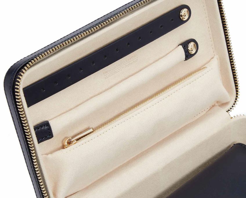 WOLF Jewellery Case Maria Zip Medium Navy - Image 3