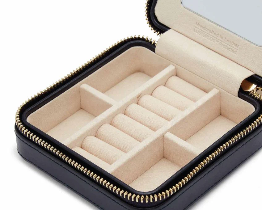 WOLF Jewellery Case Maria Zip Small Navy - Image 3